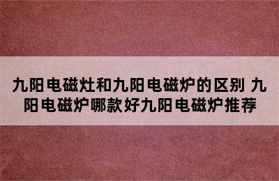 九阳电磁灶和九阳电磁炉的区别 九阳电磁炉哪款好九阳电磁炉推荐